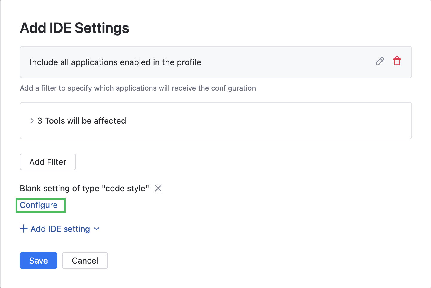 Configure a setting Configure a setting