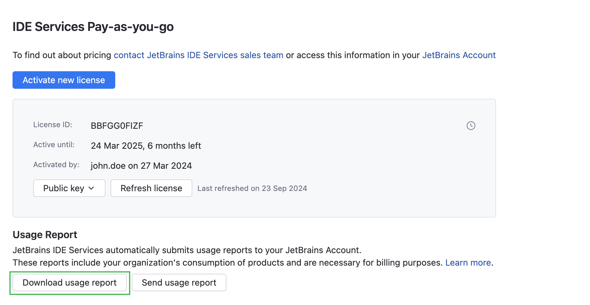 Download a usage report Download a usage report