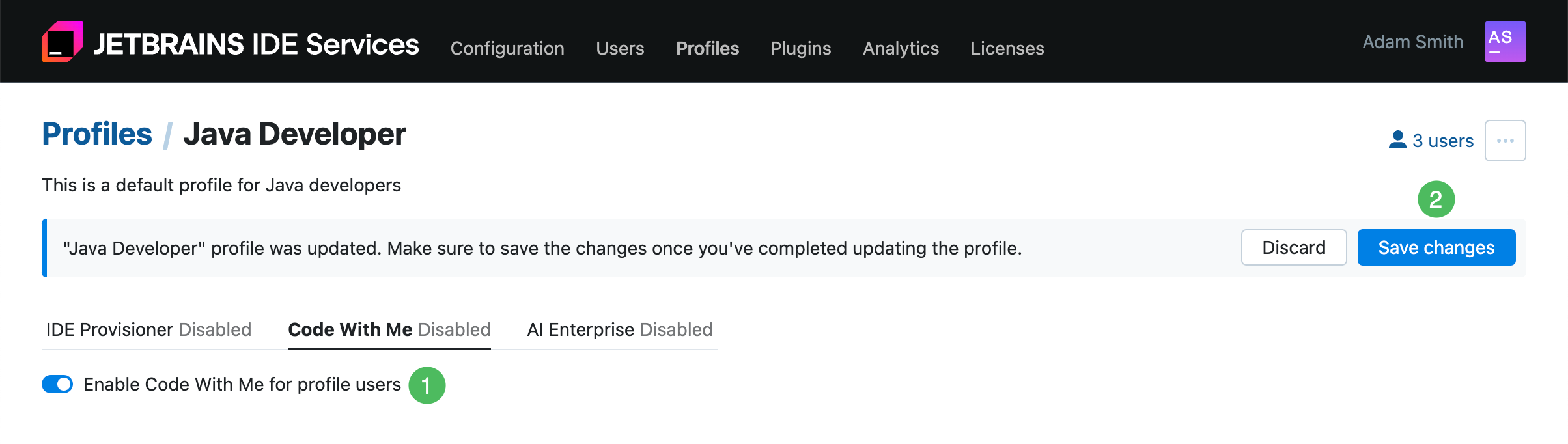 Enable Code With Me in a profile Enable Code With Me in a profile