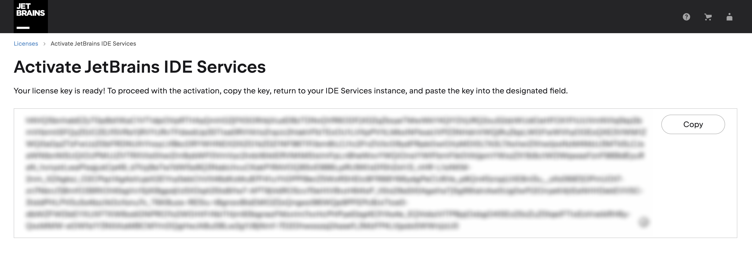 Copy the license key Copy the license key