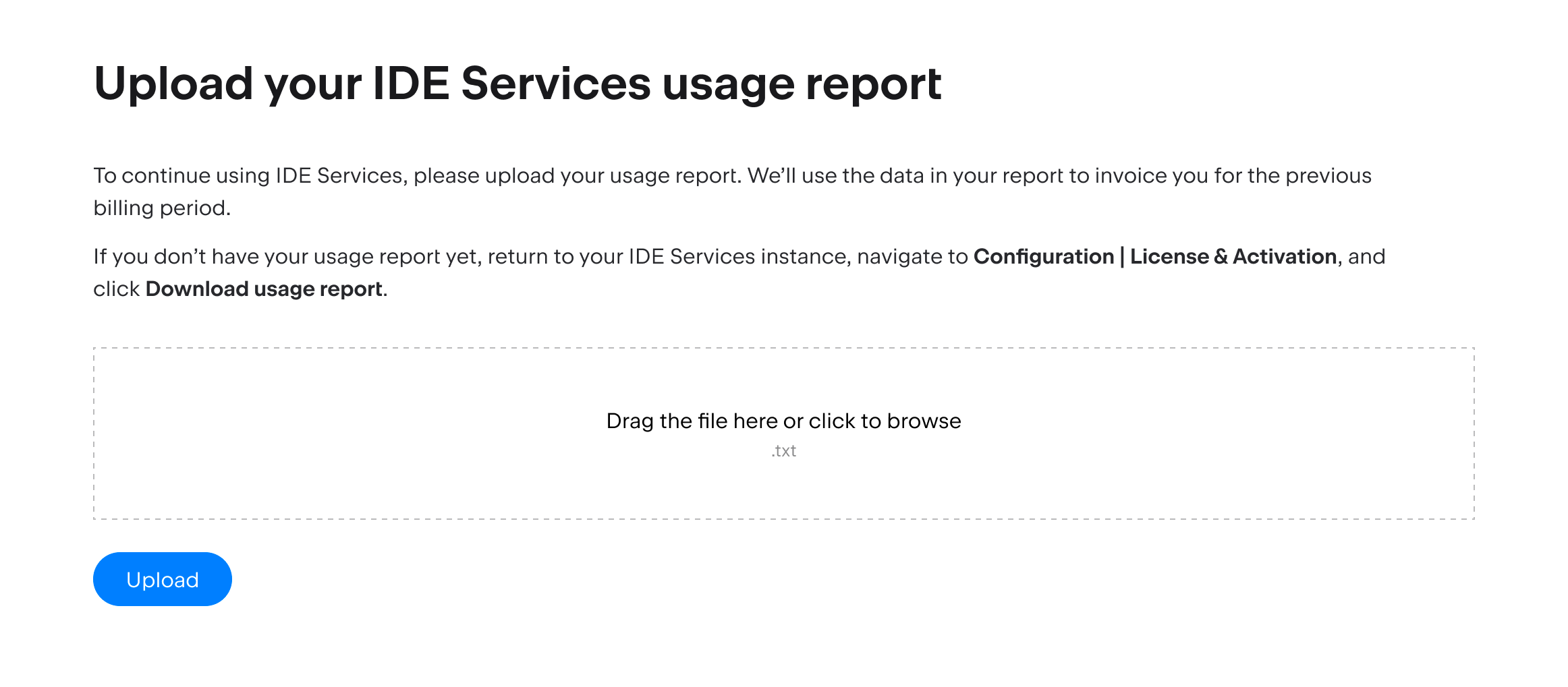 Upload your license usage report Upload your license usage report