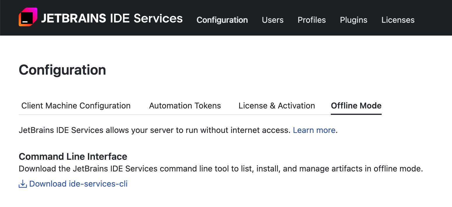 The Offline mode tab The Offline mode tab