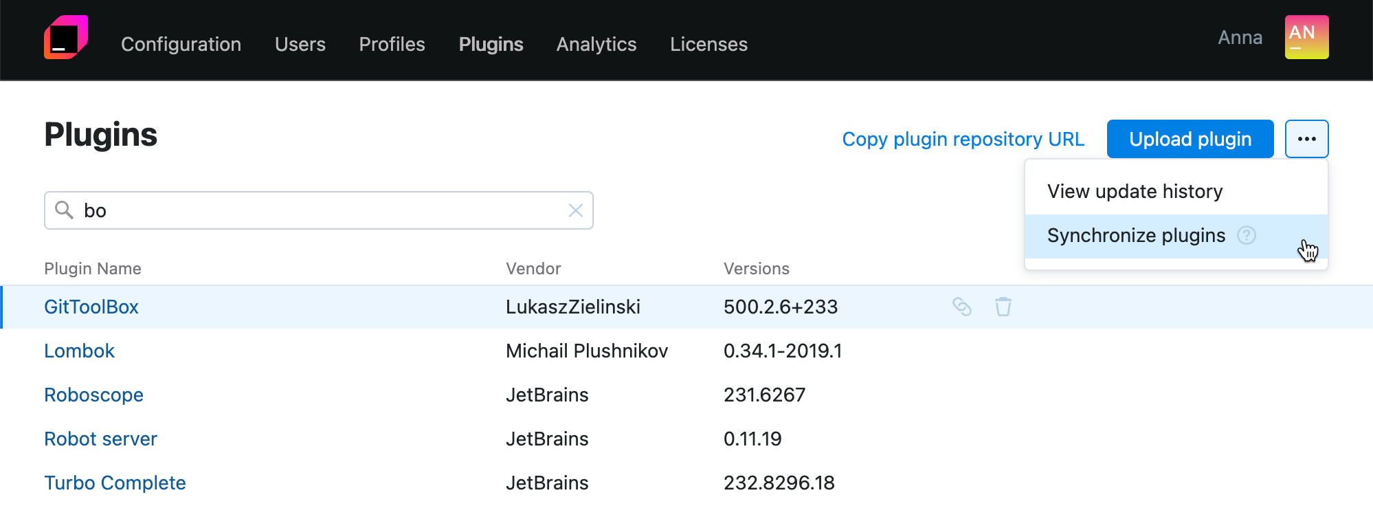 Synchronize plugins Synchronize plugins