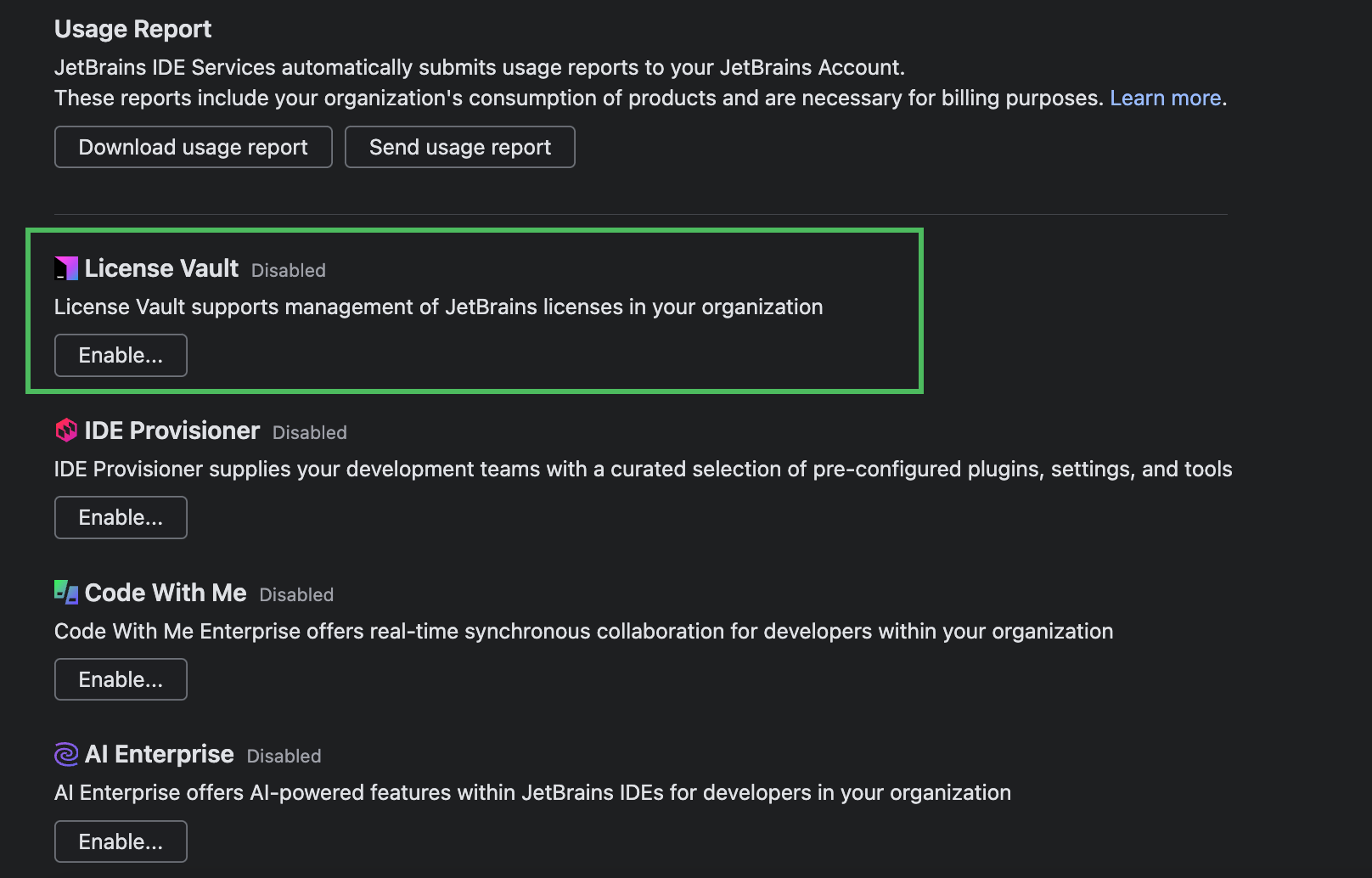 Manage License Vault | IDE Services Documentation