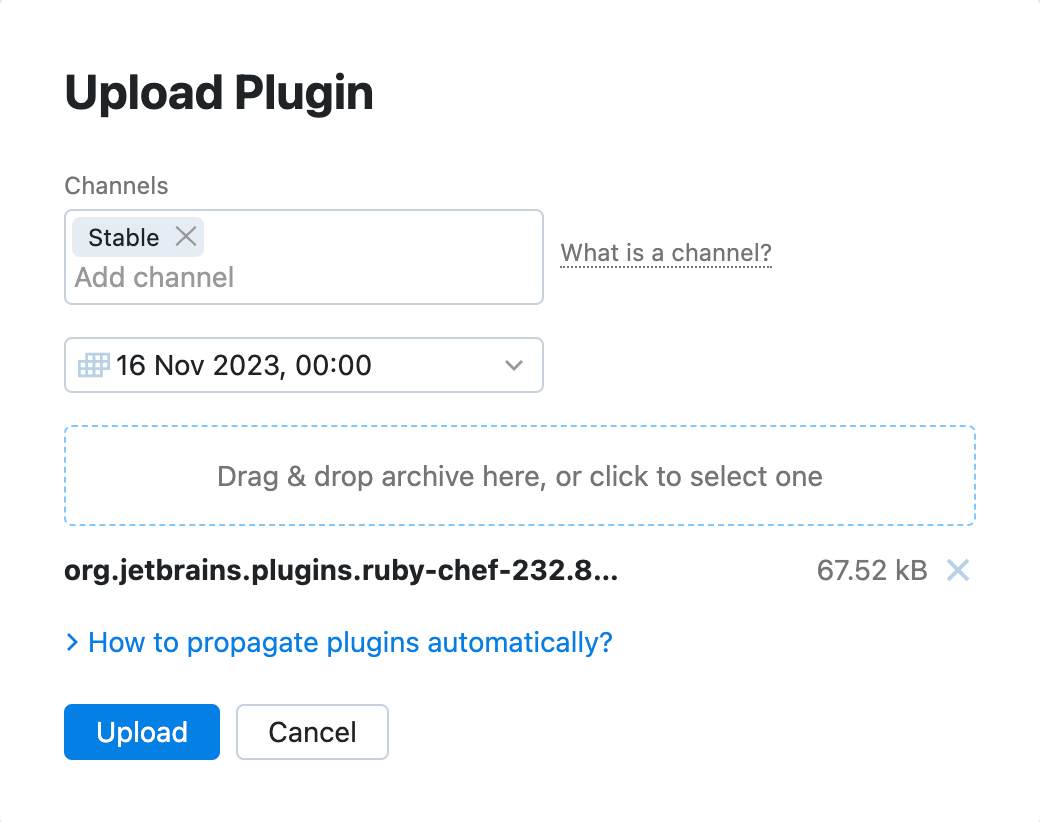 Upload a plugin from your file system Upload a plugin from your file system