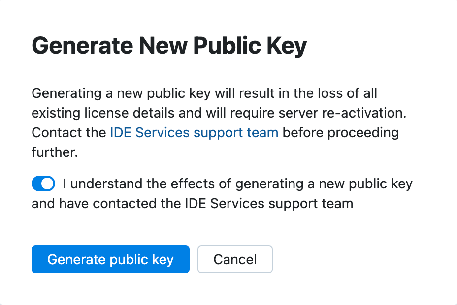Generate New Public Key dialog Generate New Public Key dialog