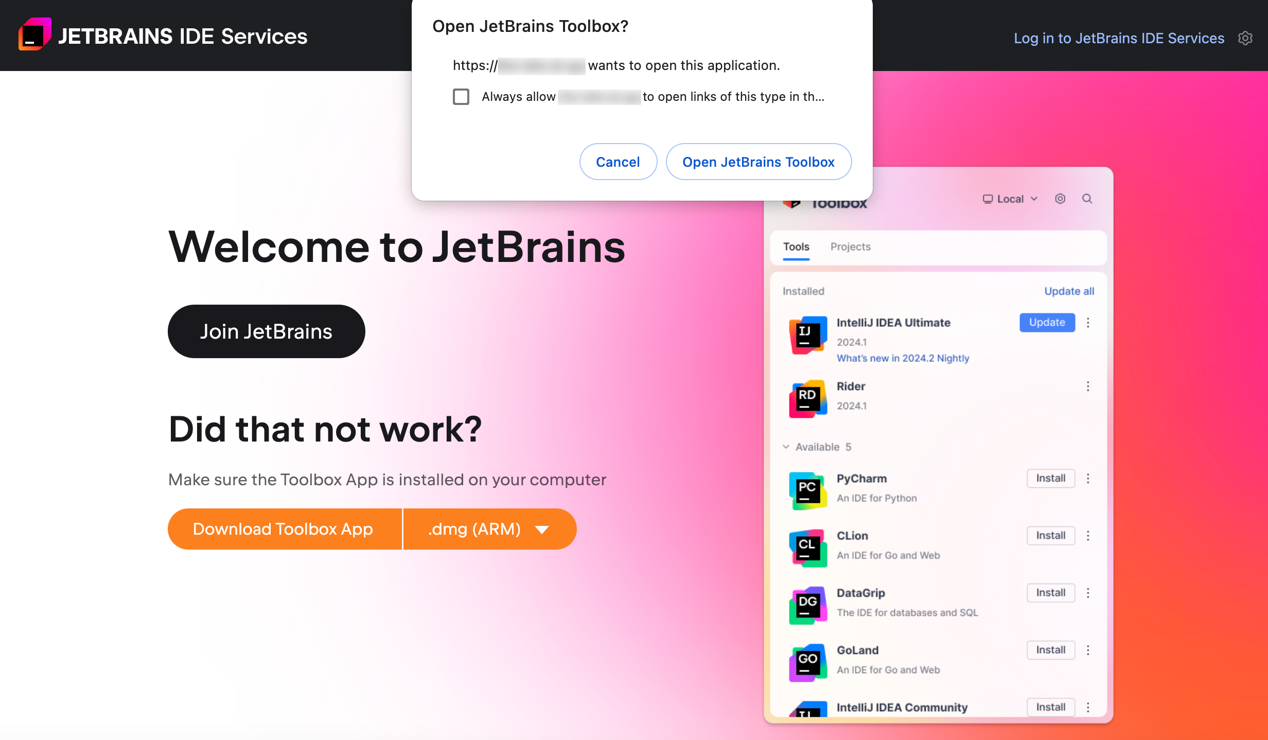 The Login page The Login page