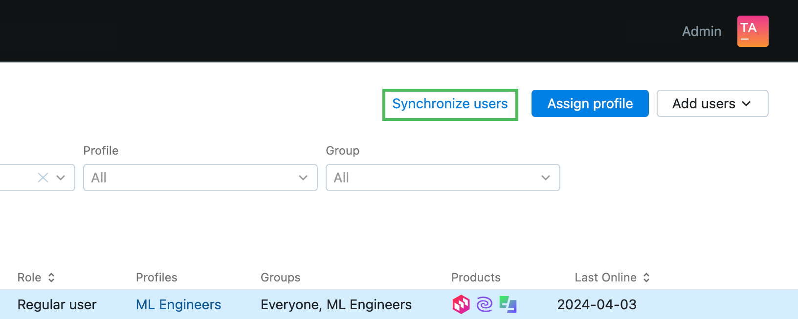 User synchronization User synchronization