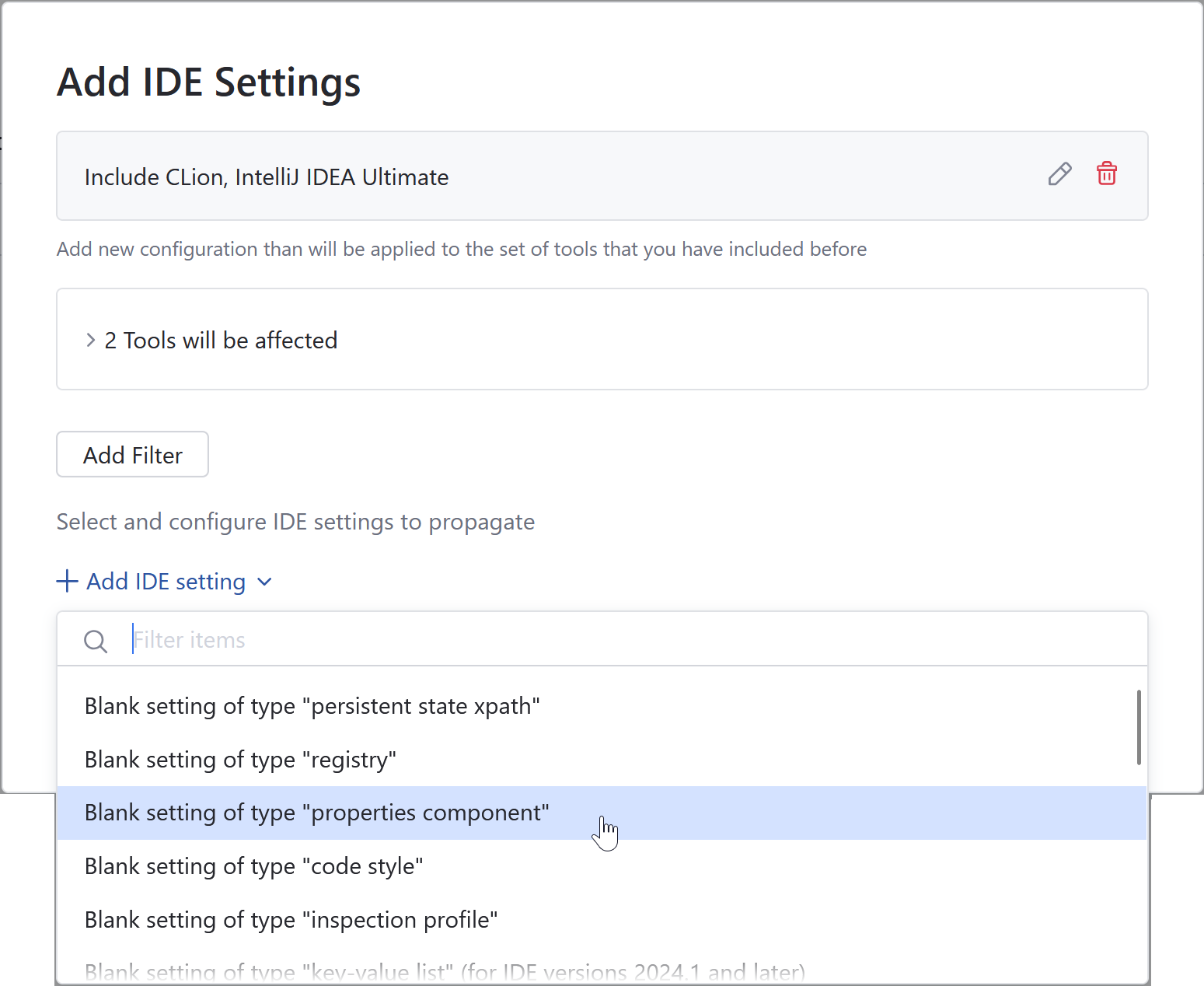 Add A Properties Component Setting Type