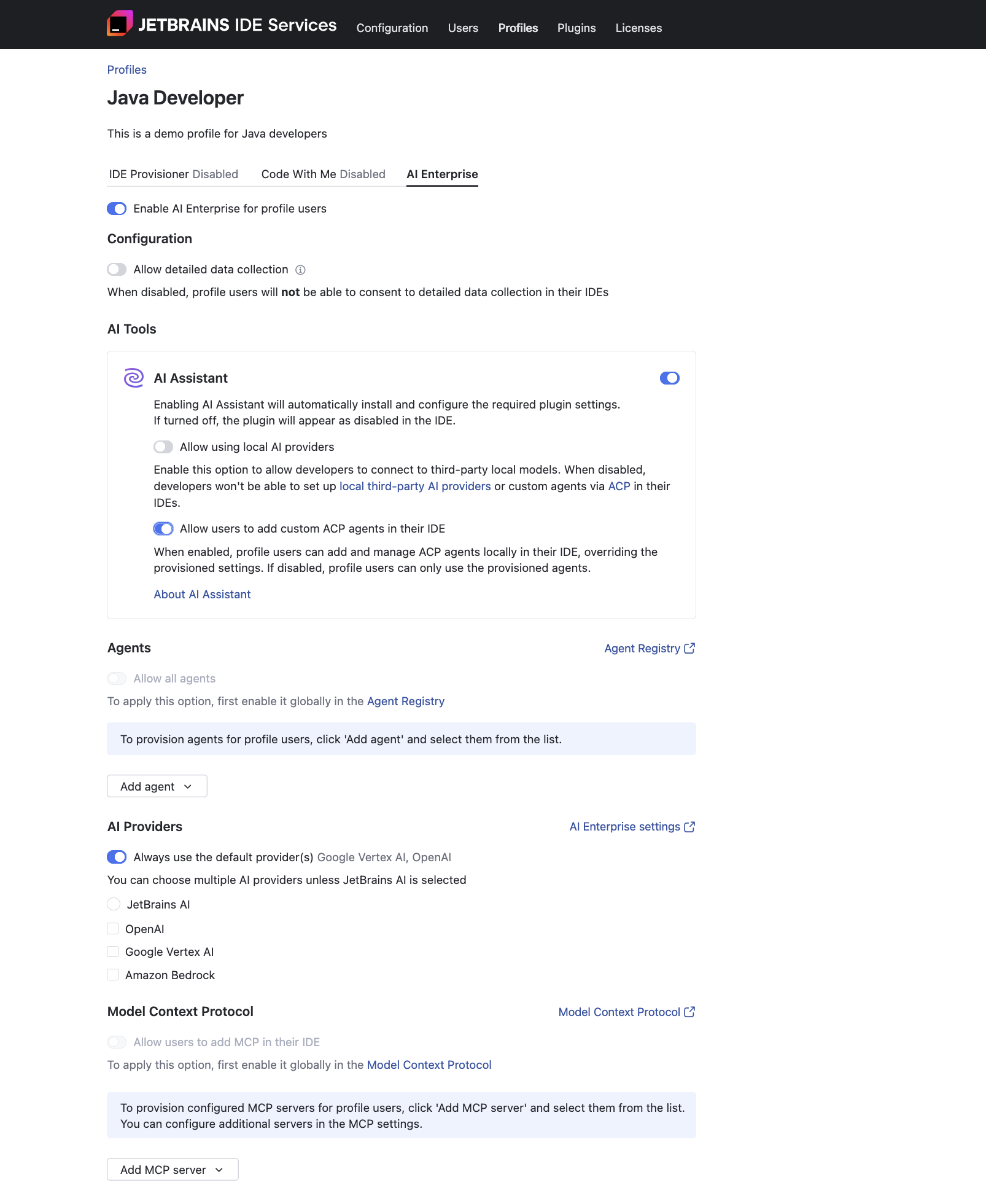 Enable AI Enterprise in a profile Enable AI Enterprise in a profile