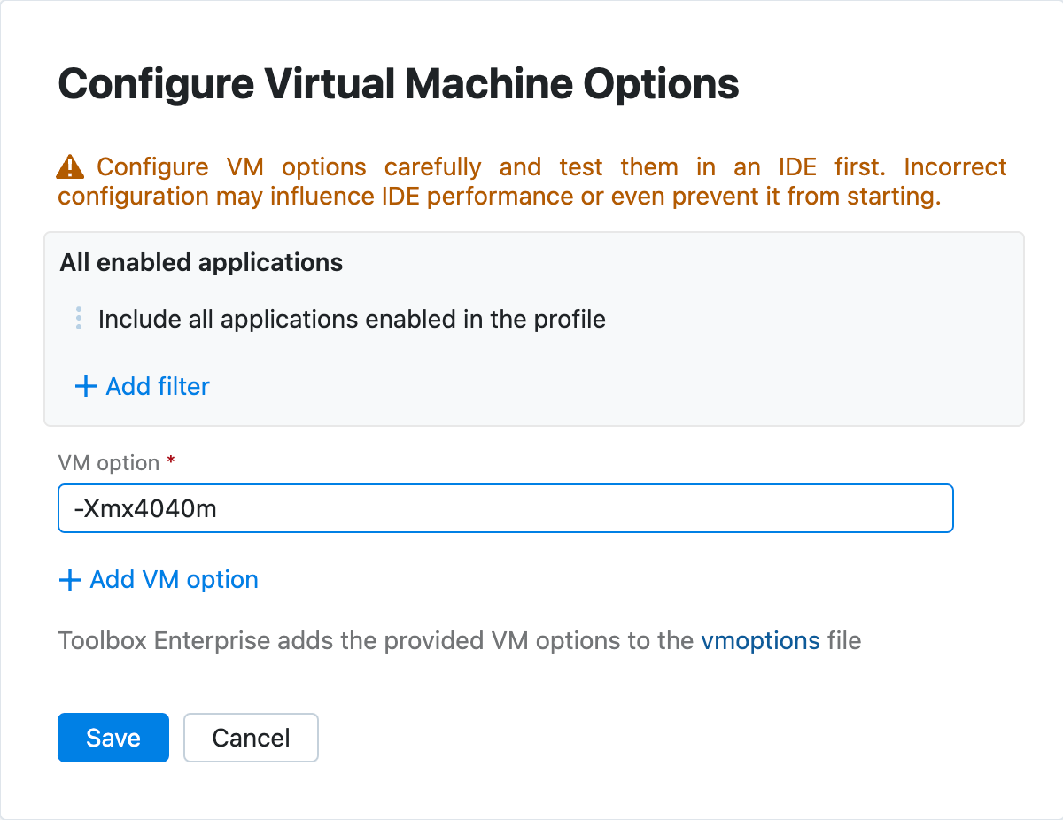 Example VM option