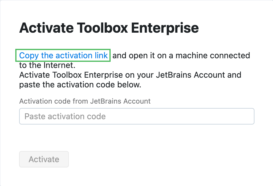 Activate Toolbox Enterprise