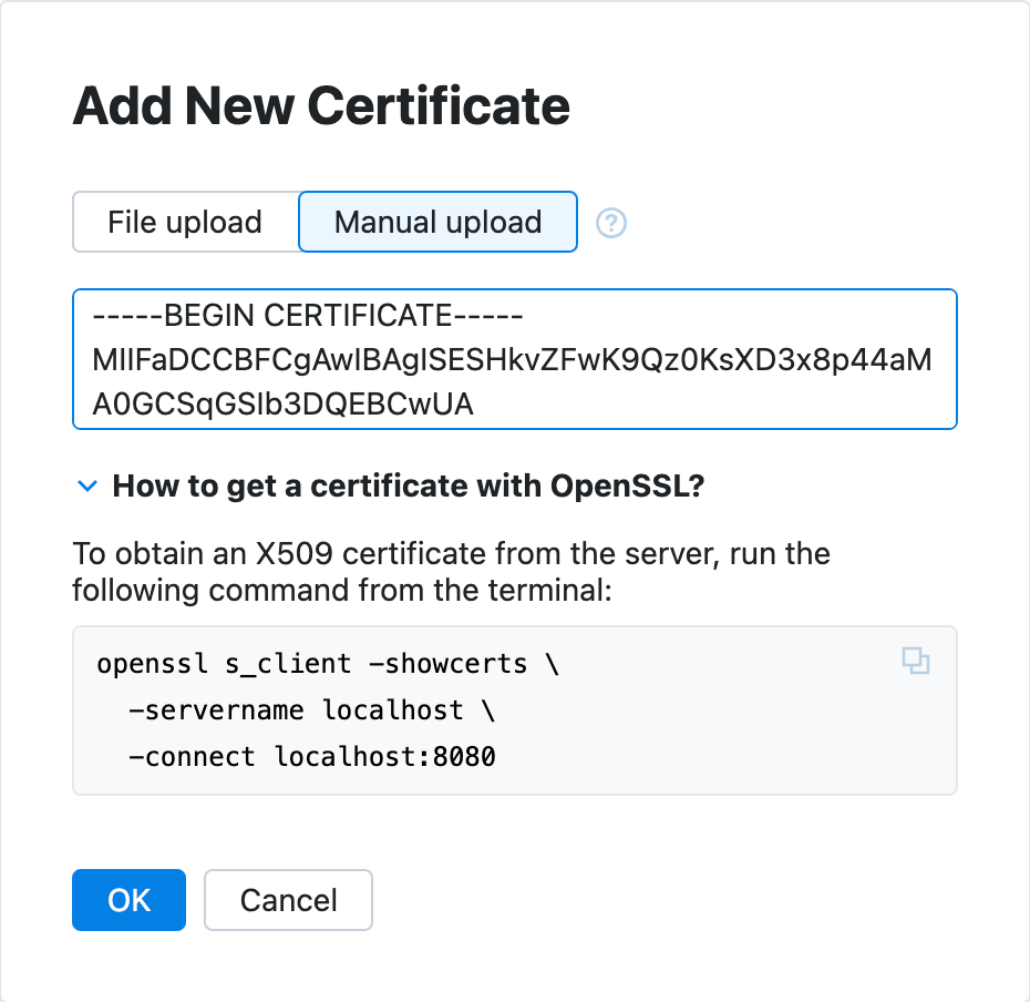 Provide a trusted certificate