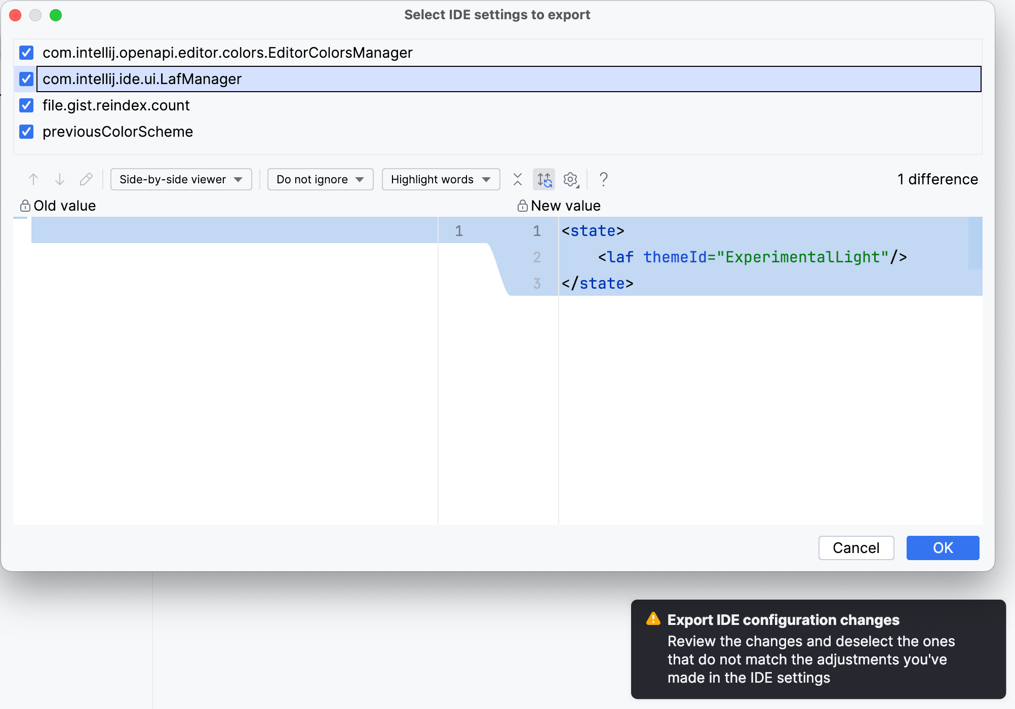 Export IDE settings. Step 2