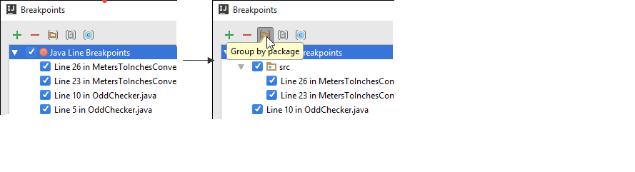 breakpoint group by package