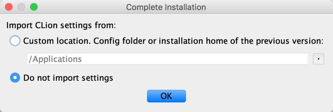 cl complete installation dialog