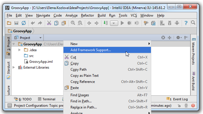 groovy add framework support