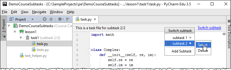 pe create subtask pe create subtask