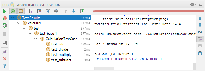 py twisted trial tests failed