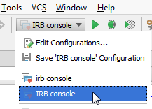 ruby irb console run configuration