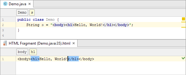 java injected html editor