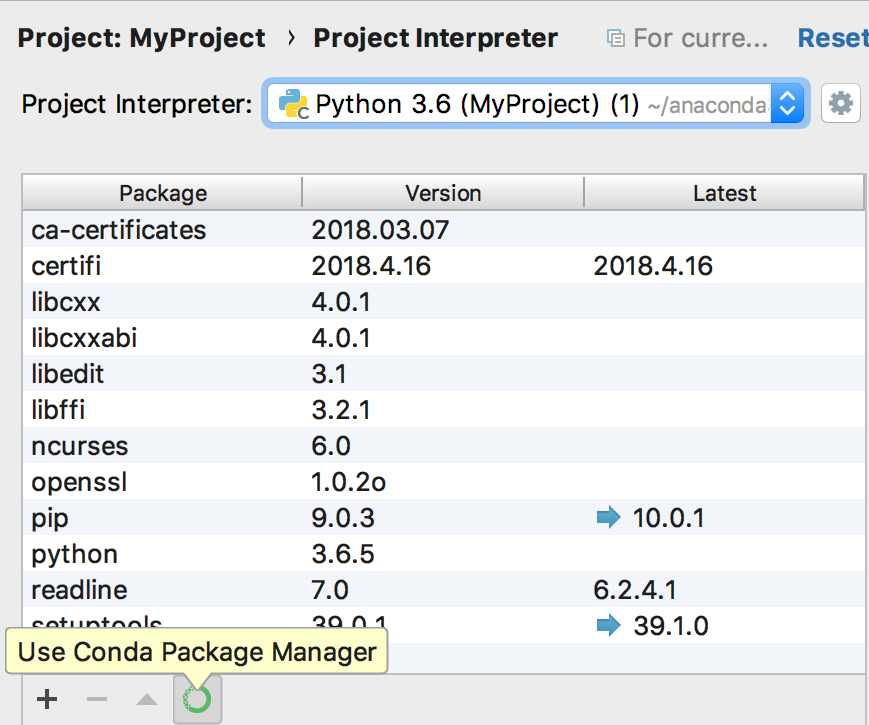 Using the Conda package manager