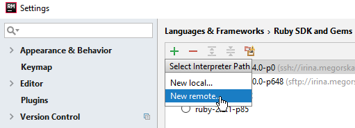 rm remote interpreter choose windows