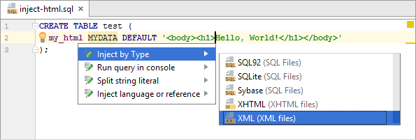 sql inject mydata by type