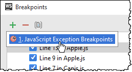 ws create exception breakpoint