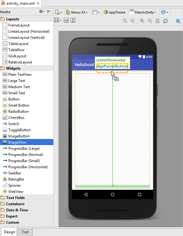 android ui designer add imageview