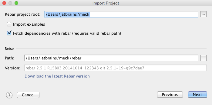 erlang import project fetch