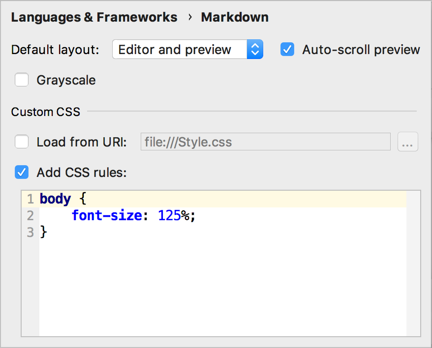 markdown support custom css