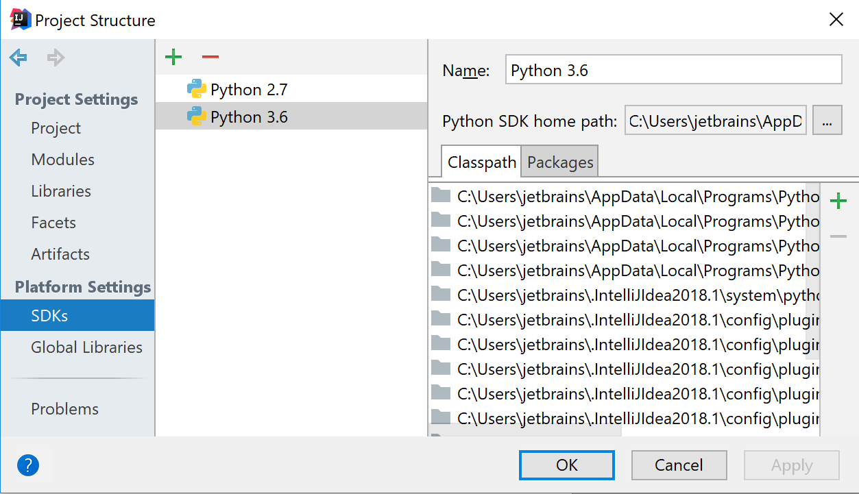Python configurations. Python SDK. Config Python. Platform settings. Classpath.