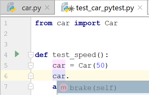 Autocompletion for the test subject
