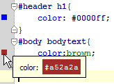 Color preview on hovering over a color icon in the gutter