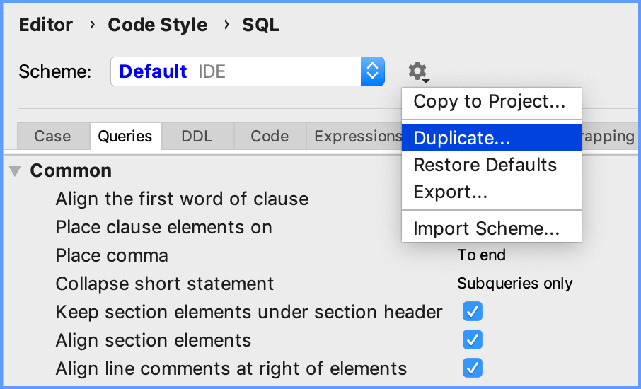 Create a code style for SQL