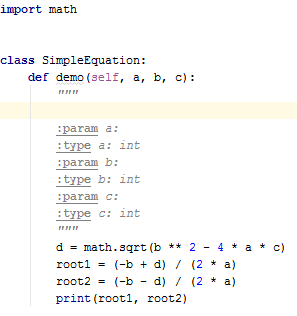Example of the docstrings for obtaining debugging result
