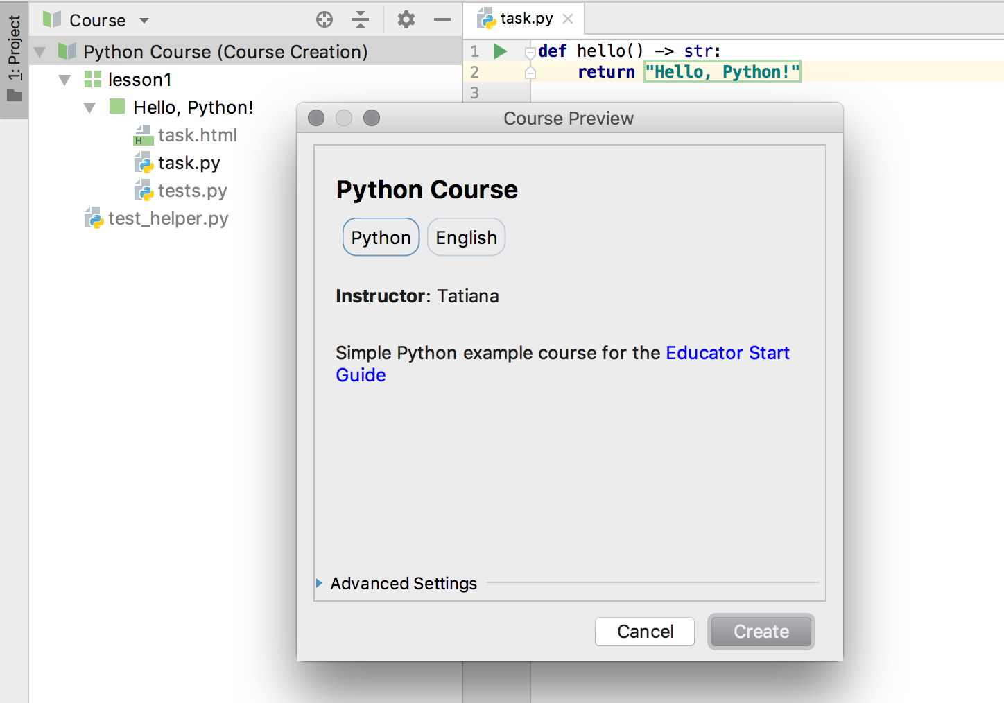 edu course preview python