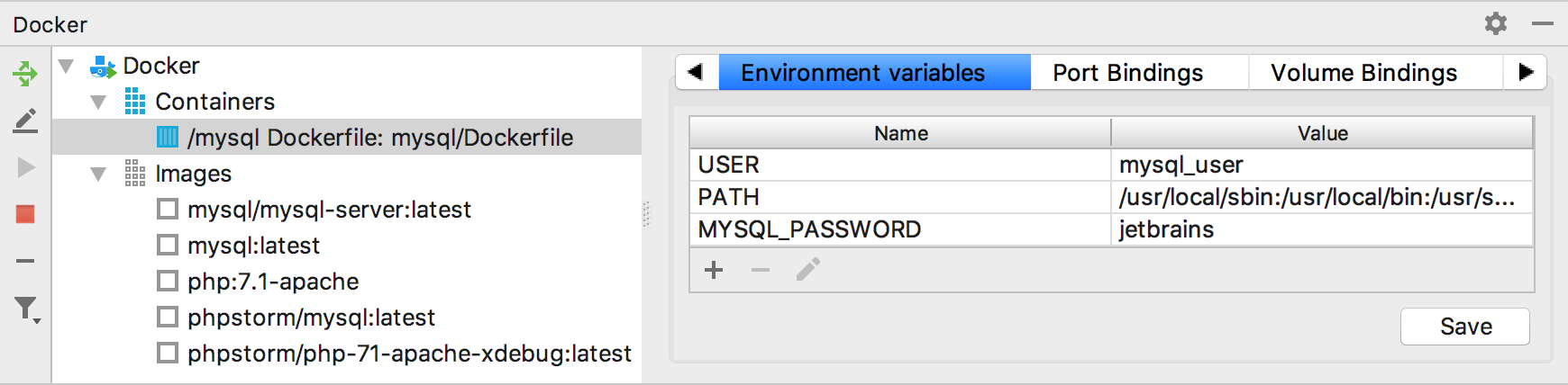 The Environment Variables tab