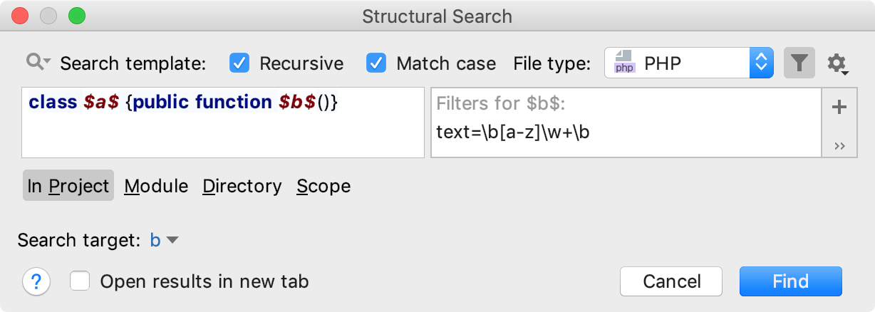 Add regular expression to the filter dialog