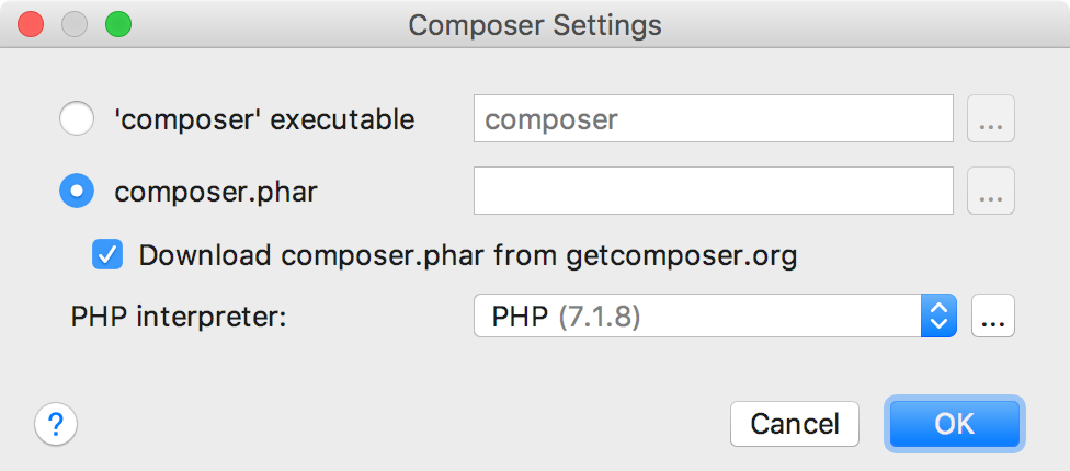 ps composer settings dialog