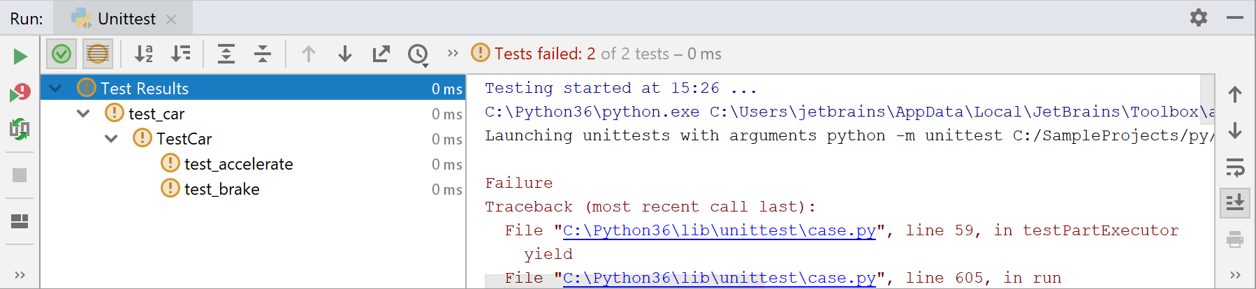 py tests fail
