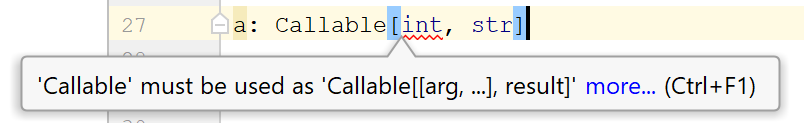 Incorrect Callable format