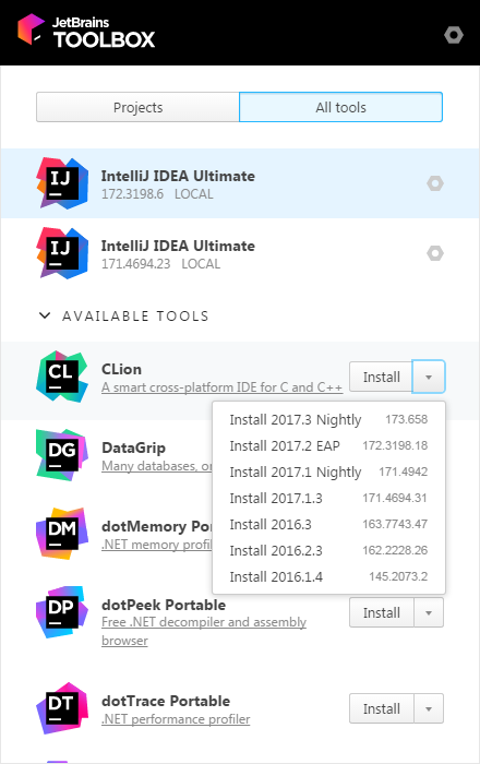 IntelliJ IDEA in the Toolbox app