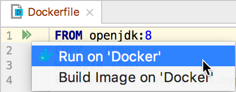 The Run on Docker popup
