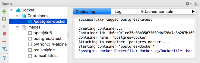 the Docker tool window