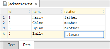 CSV file in table view