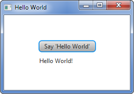 Clicking the 'Hello World' button