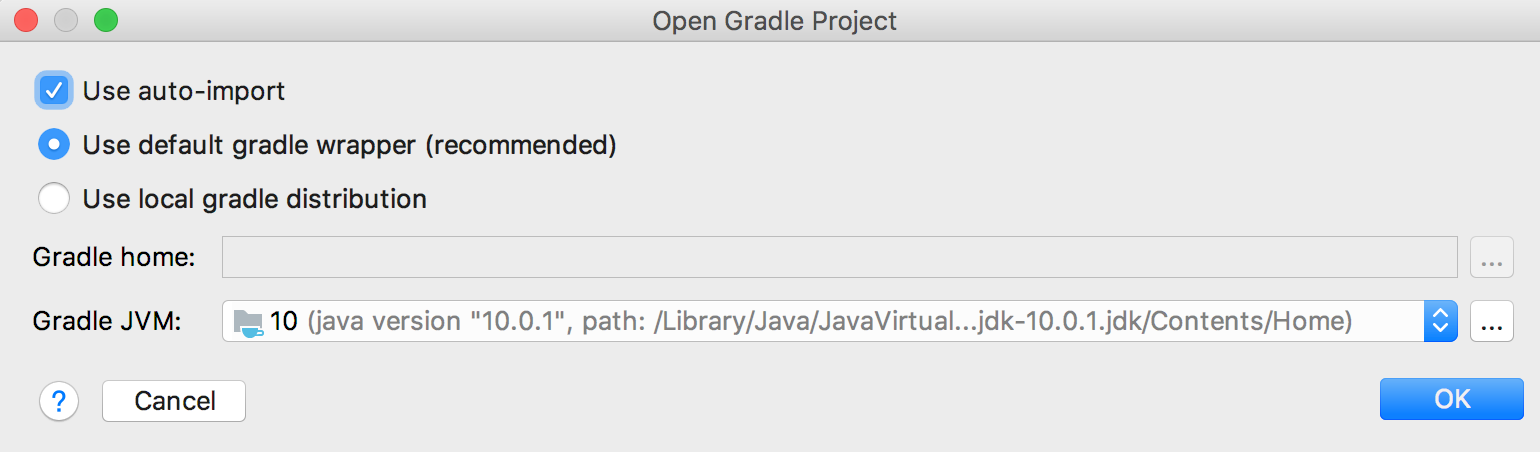 Gradle project initial settings