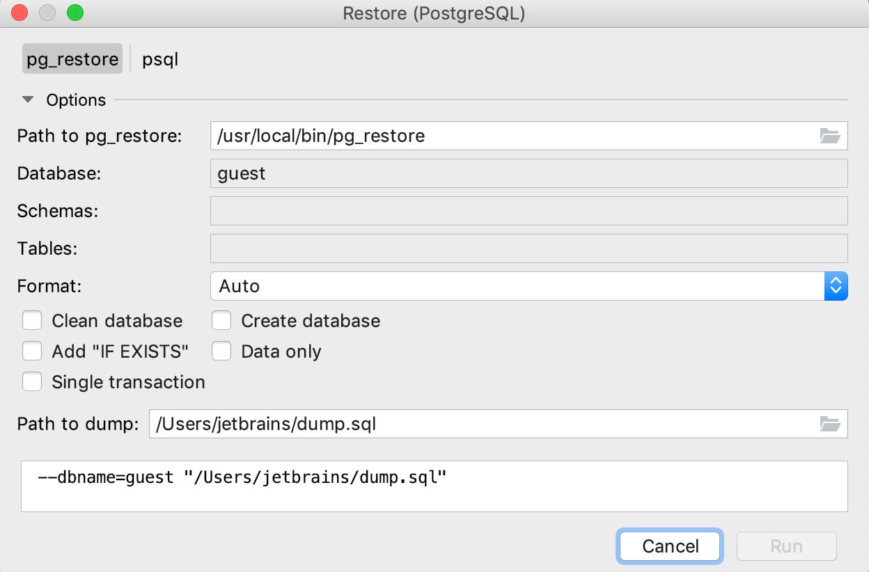 Restore a dump with pg_restore